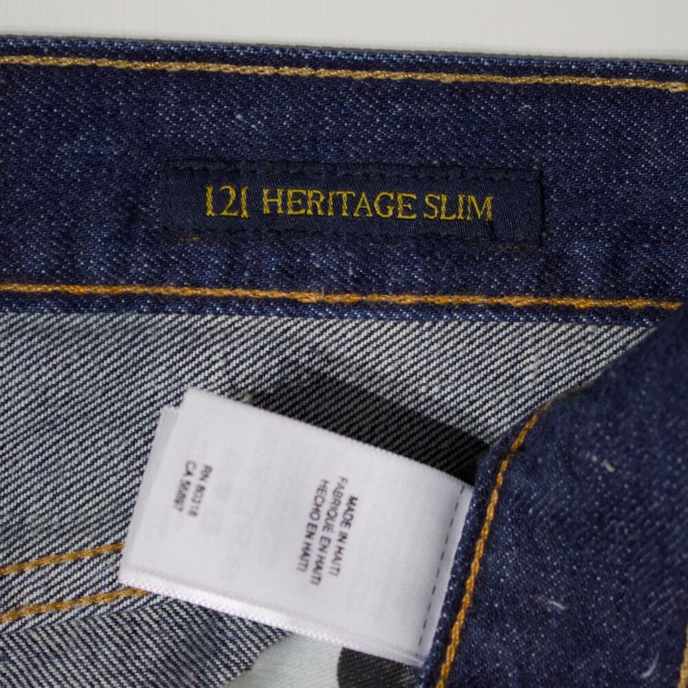 Lucky Brand 121 Heritage Slim Selvedge Distressed Jeans Dark Wash Men 36x32 (J2) - Picture 10 of 12